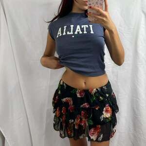 Vintage Y2K Floral Ruffle Mini Skirt - Chiffon Layered Harajuku Style